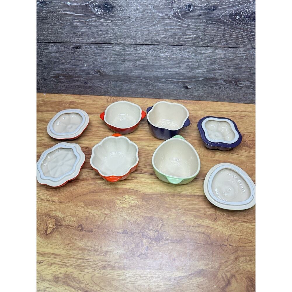 LE CREUSET Mini Cocotte Stoneware~ Set of 4 - Picture 8 of 9